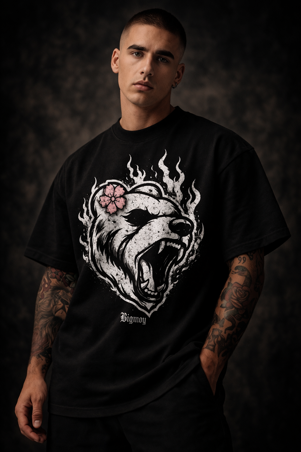 Premium Oversize Black Panda Samurai Dinasty ビッグモイ
